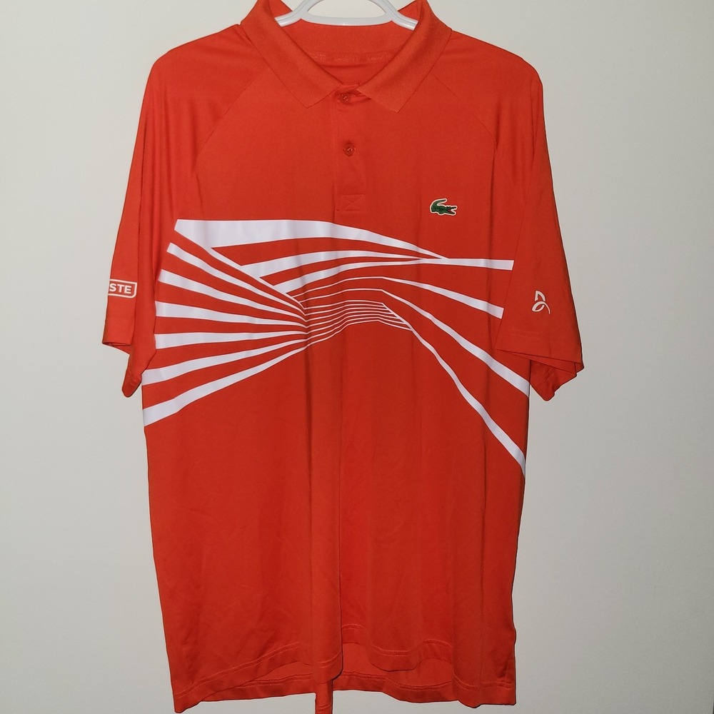 Lacoste Sport Novak Djokovic Short Sleeve Polo Men's Size XXL Orange Ultra Dry
